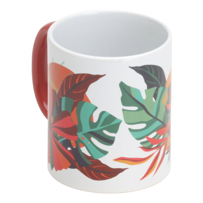 Home Deco Factory Mug 300 Ml Paradis Exotique Ilustración Asa Roja Home Deco Factory Mug 300 Ml Paradis Exotique Ilustración Asa Roja