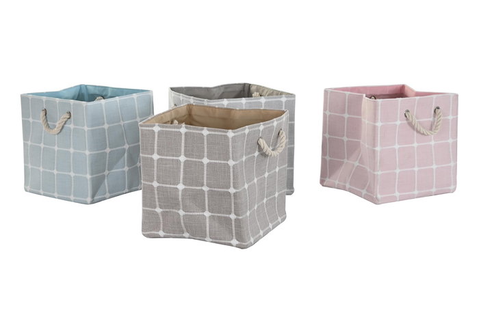 DKD Home Decor Cesta Basicos Gris Beige 30 x 30 x 30 cm (4 Unidades)