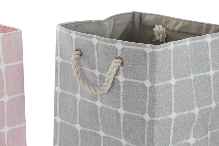 DKD Home Decor Cesta Basicos Gris Beige 30 x 30 x 30 cm (4 Unidades)