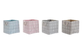 DKD Home Decor Cesta Basicos Gris Beige 30 x 30 x 30 cm (4 Unidades)