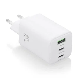 Aisens Cargador GaN 65W con 2x USB-C y 1x USB-A, Blanco