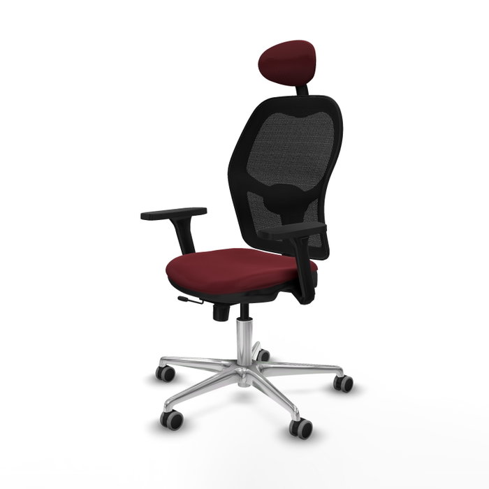 PIQUERAS Y CRESPO Silla de oficina Jorquera con mecanismo Sincro/Traslack, Granate y Negro