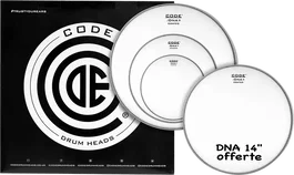 CODE Pack de Parches para Batería DNA Coated+ Blanco Rock/American Fusion (10", 12", 16" + DNA 14") - Sonido Vintage con Aro GRIP-TIGHT