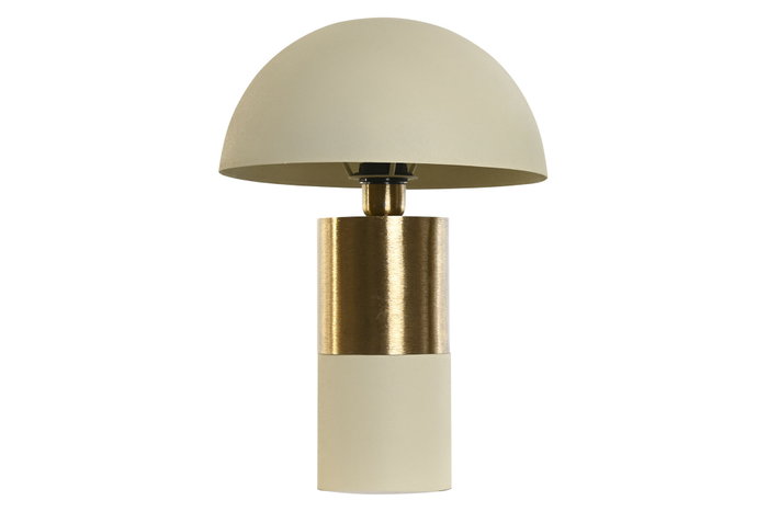 DKD Home Decor Lámpara de Sobremesa Hierro Seta Crema y Dorado