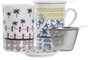 DKD Home Decor Mug Infusiones Colonial de Gres y Porcelana, 280ml, Azul Granate, 8.5 x 11 x 11 cm, Apto Microondas y Lavavajillas (12 Unidades)
