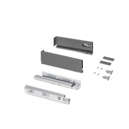 Emuca Cajón exterior Protone 30kg con guías de extracción total y cierre suave, Altura 93mm, profundidad 300mm, Acero, Gris antracita