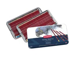 Derwent Lápices Pastel, Caja Metálica de 72 Unidades, Colores Surtidos, Textura de Tiza, Madera Hexagonal - Artículos de Dibujo
