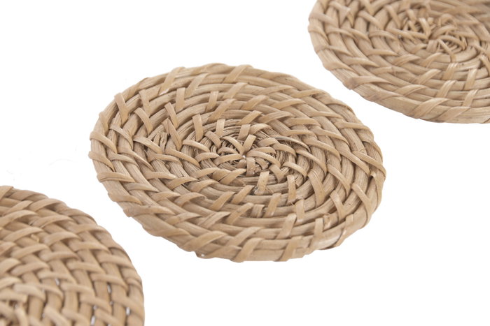 DKD Home Decor Set de 6 Posavasos de Bambú y Ratán Natural