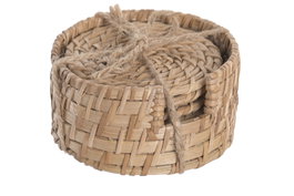 DKD Home Decor Set de 6 Posavasos de Bambú y Ratán Natural
