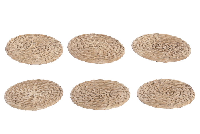 DKD Home Decor Set de 6 Posavasos de Bambú y Ratán Natural