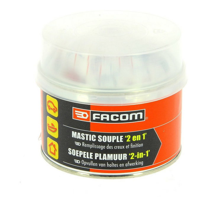 Facom Masilla de poliéster suave 2 en 1 con endurecedor - 500 g Facom Masilla de poliéster suave 2 en 1 con endurecedor - 500 g