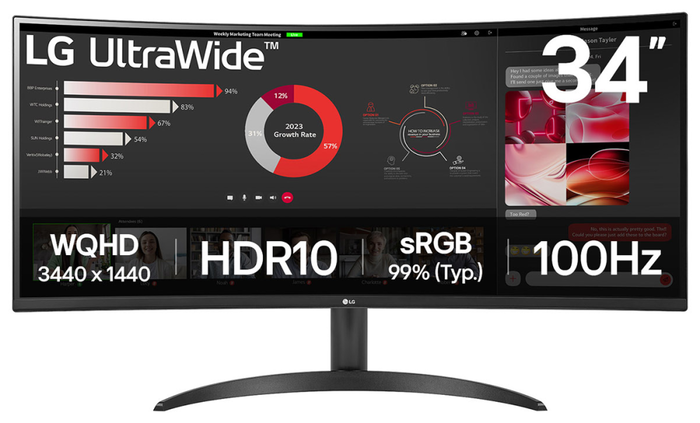 LG 34WR50QK-B Monitor PC 86,4 cm (34") Wide Quad HD Negro 3440 x 1440 Pixeles 100 Hz LG 34WR50QK-B Monitor PC 86,4 cm (34") Wide Quad HD Negro 3440 x 1440 Pixeles 100 Hz