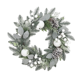 DKD Home Decor Corona LED de PVC Verde y Blanco con 35 LEDs