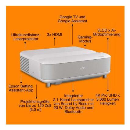 Epson EH-LS670W Proyector Láser 4K PRO-UHD Blanco Epson EH-LS670W Proyector Láser 4K PRO-UHD Blanco