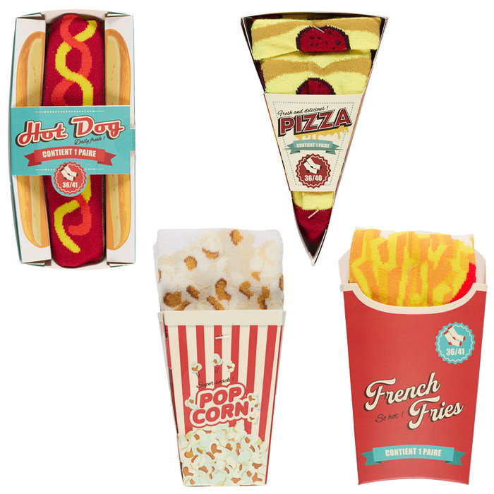 The Concept Factory Par Calcetines De Comida Rápida Palomitas Pizza Perrito Talla 36-40 41-45 The Concept Factory Par Calcetines De Comida Rápida Palomitas Pizza Perrito Talla 36-40 41-45