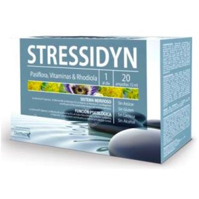 DIETMED Stressidyn 20Amp. Complemento alimenticio para estrés, nerviosismo, irritabilidad y cansancio mental con Rodiola, Pasiflora y Manzanilla DIETMED Stressidyn 20Amp. Complemento alimenticio para estrés, nerviosismo, irritabilidad y cansancio mental con Rodiola, Pasiflora y Manzanilla