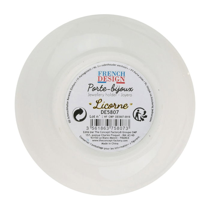 Home Deco Factory Licorne Porta Joyas Unicornio de Cerámica Decorativo para Joyería y Bisutería