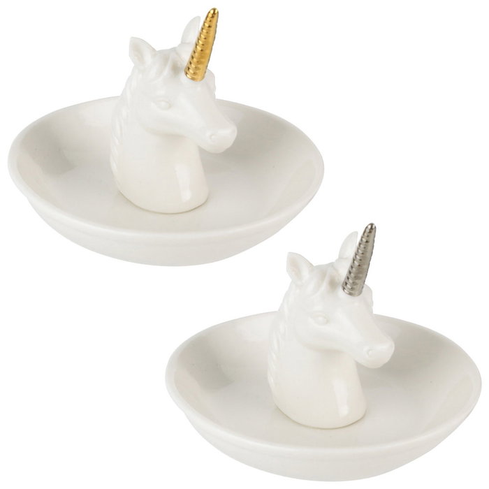 Home Deco Factory Licorne Porta Joyas Unicornio de Cerámica Decorativo para Joyería y Bisutería