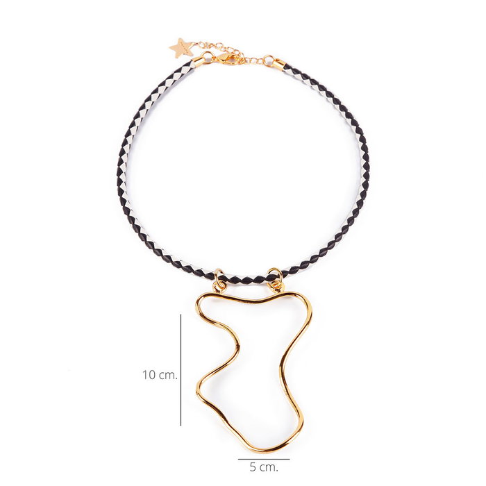 Shabama Malawi Collar de Colección África #oro brillo - Collar de Cuero Italiano Trenzado con Colgante Lago Ajustable, 38 + 5 cm Shabama Malawi Collar de Colección África #oro brillo - Collar de Cuero Italiano Trenzado con Colgante Lago Ajustable, 38 + 5 cm