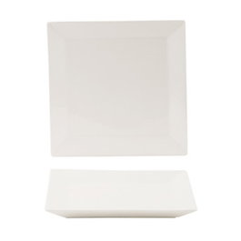 Summa NOUBON Plato Llano Cuadrado de Porcelana 21.5x21.5 cm, Color Marfil, Vajilla (Set de 6)