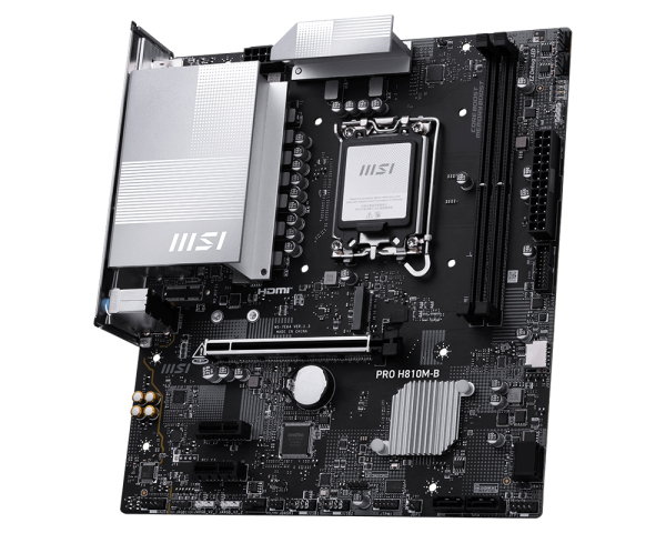 MSI Placa Base PRO H810M-B, Socket LGA 1851, Chipset Intel H810, micro-ATX, DDR5 6400MHz (128GB), PCIe Gen5, HDMI 2.1, DisplayPort 1.4, LAN 2.5G, M.2, para Intel Core Ultra Series 2 MSI Placa Base PRO H810M-B, Socket LGA 1851, Chipset Intel H810, micro-ATX, DDR5 6400MHz (128GB), PCIe Gen5, HDMI 2.1, DisplayPort 1.4, LAN 2.5G, M.2, para Intel Core Ultra Series 2