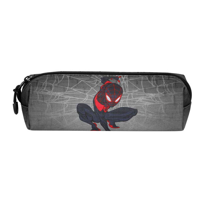 Marvel Spiderman Estuche Portatodo Cuadrado 2.2 Spin Gris para Niños, Resistente al Agua
