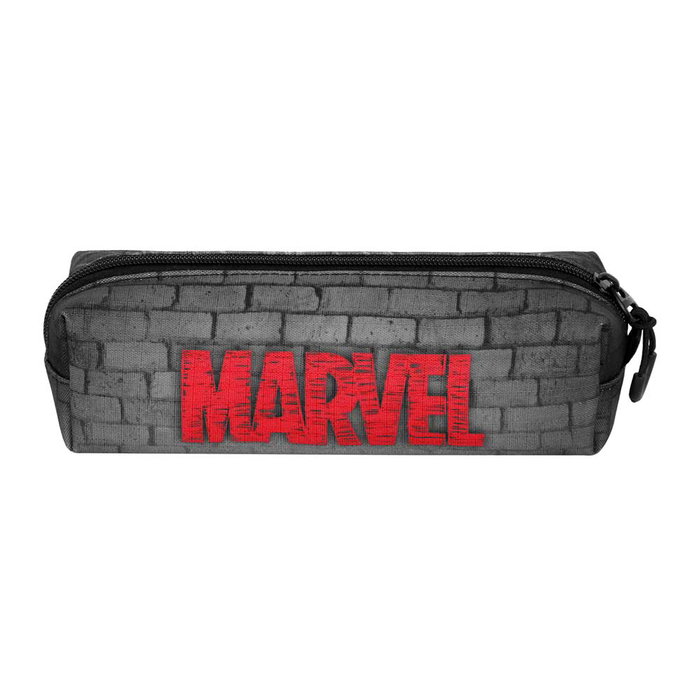 Marvel Spiderman Estuche Portatodo Cuadrado 2.2 Spin Gris para Niños, Resistente al Agua