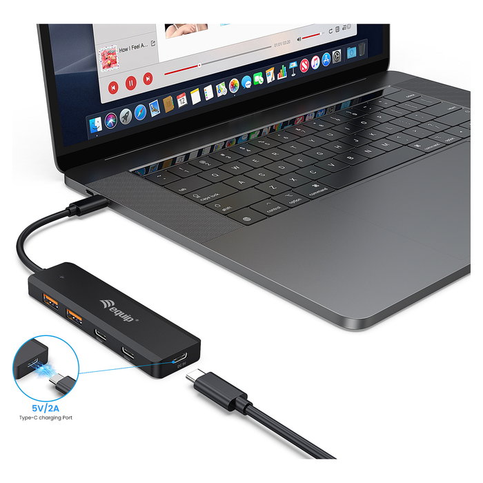 EQUIP Hub USB-C 4 Puertos 3.2 Gen 2 (10Gbps) 2xUSB-C 2xUSB-A Negro EQUIP Hub USB-C 4 Puertos 3.2 Gen 2 (10Gbps) 2xUSB-C 2xUSB-A Negro