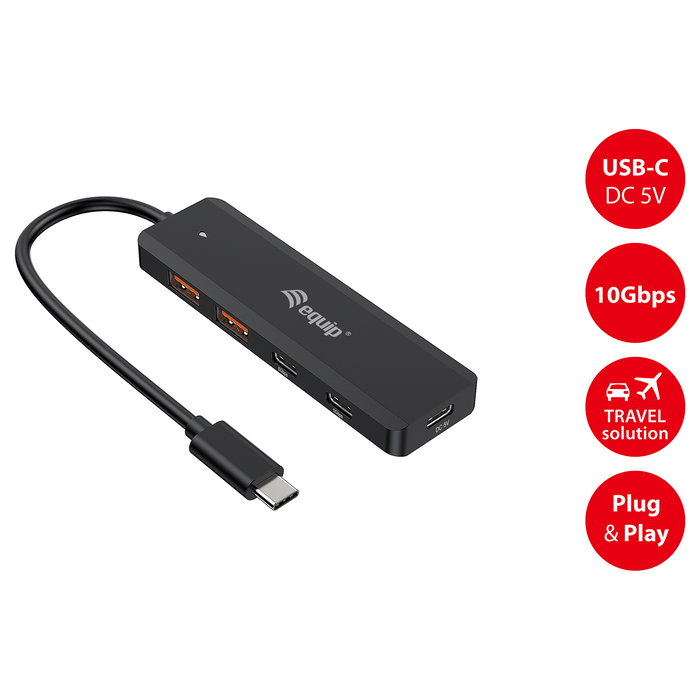 EQUIP Hub USB-C 4 Puertos 3.2 Gen 2 (10Gbps) 2xUSB-C 2xUSB-A Negro EQUIP Hub USB-C 4 Puertos 3.2 Gen 2 (10Gbps) 2xUSB-C 2xUSB-A Negro