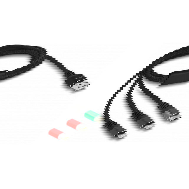 DeLOCK Cable de Carga USB 3 en 1 1 m - Tipo A a 2 x Lightning y USB-C - Negro, Verde, Rojo DeLOCK Cable de Carga USB 3 en 1 1 m - Tipo A a 2 x Lightning y USB-C - Negro, Verde, Rojo