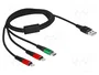 DeLOCK Cable de carga 3 en 1 USB-A a 2 x Lightning/USB Type-C 1 m