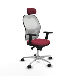 PIQUERAS Y CRESPO Silla de oficina Jorquera con mecanismo Sincro, Granate y Blanco