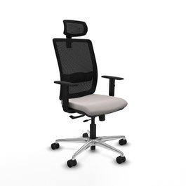 PIQUERAS Y CRESPO Silla de oficina Haches con mecanismo Sincro/Traslack, Blanco y Negro