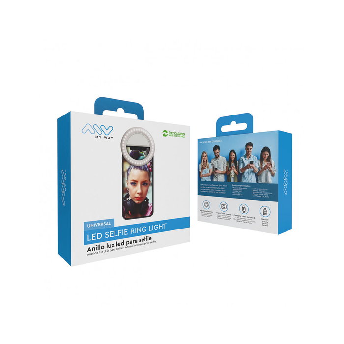 myway aro de luz led compatible con selfies blanco myway aro de luz led compatible con selfies blanco