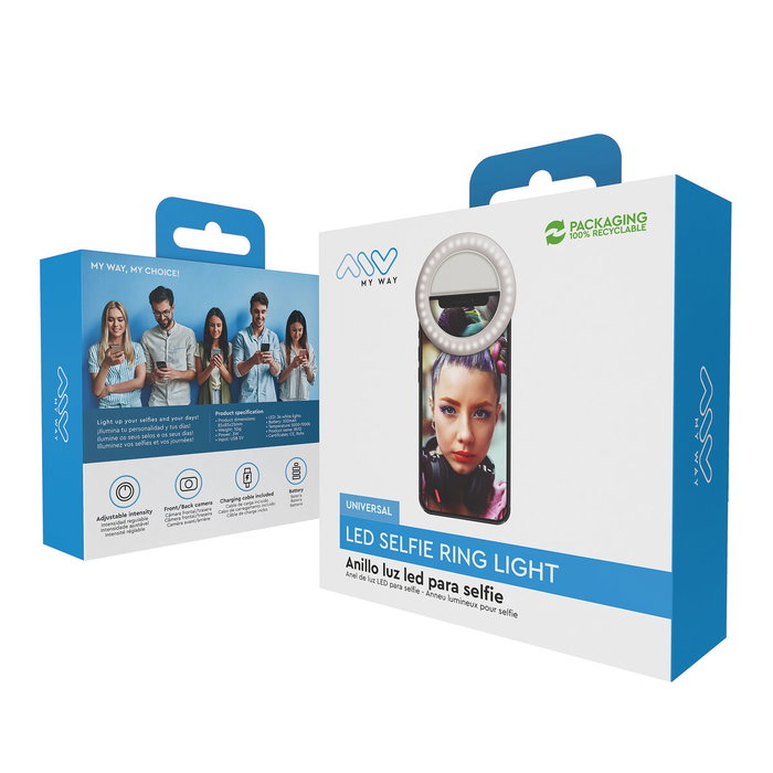 myway aro de luz led compatible con selfies blanco myway aro de luz led compatible con selfies blanco