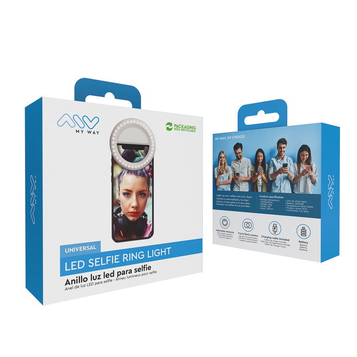 myway aro de luz led compatible con selfies blanco myway aro de luz led compatible con selfies blanco