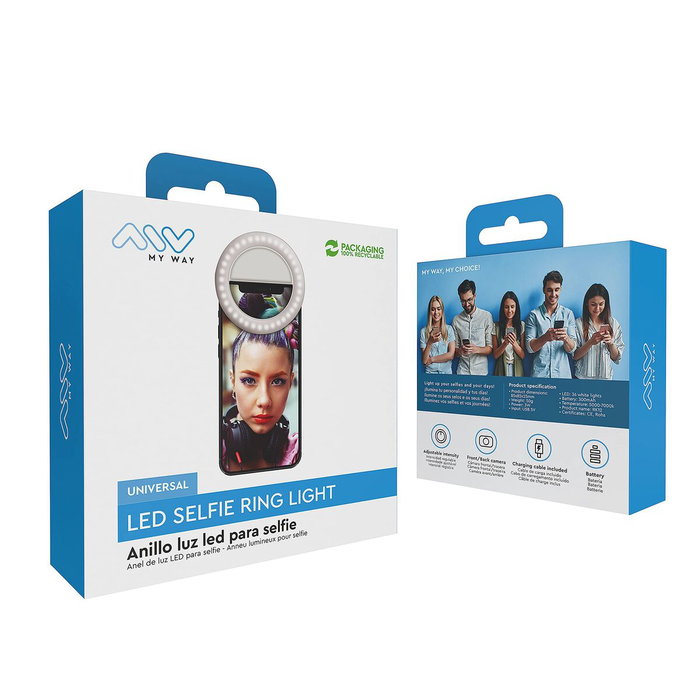 myway aro de luz led compatible con selfies blanco myway aro de luz led compatible con selfies blanco