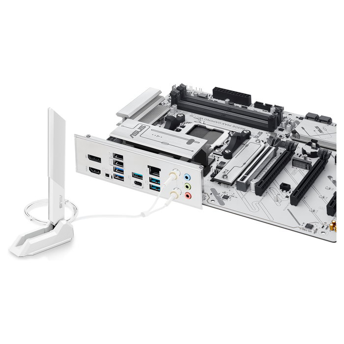 ASUS Placa Base B650E MAX GAMING WiFi W ATX DDR5 Socket AM5 para AMD Ryzen 7000/8000/9000 Series con WiFi 6E y 2.5Gb Ethernet