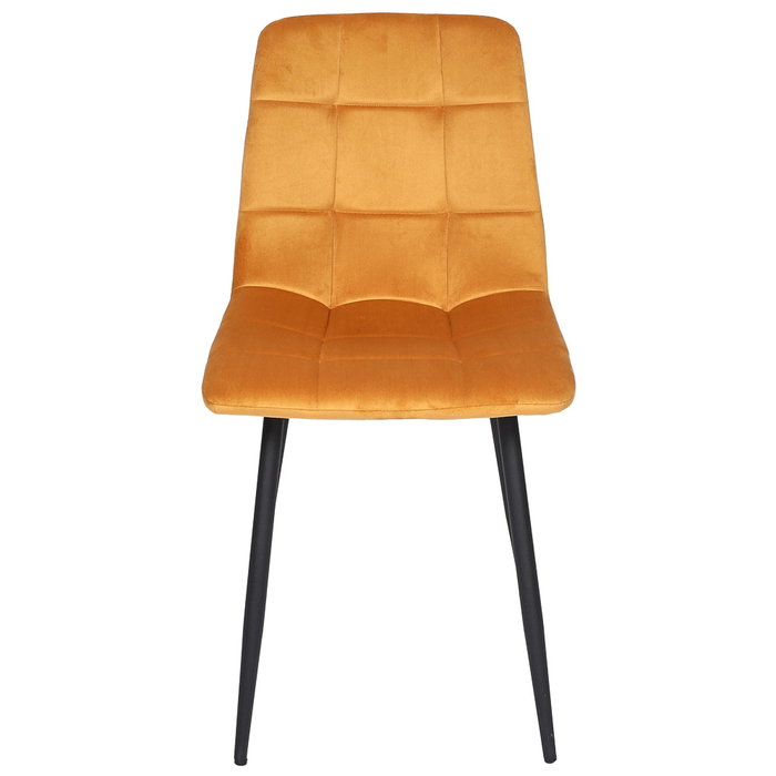 Home Deco Factory Silla Essentiel Mateo Amarillo Mostaza Estructura Madera Patas Hierro Tapizado Poliester