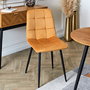 Home Deco Factory Silla Essentiel Mateo Amarillo Mostaza Estructura Madera Patas Hierro Tapizado Poliester