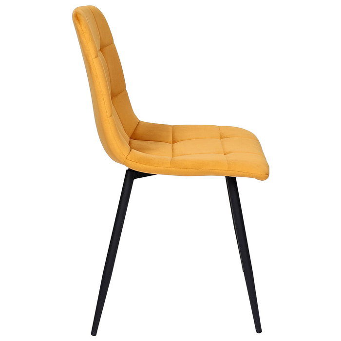 Home Deco Factory Silla Essentiel Mateo Amarillo Mostaza Estructura Madera Patas Hierro Tapizado Poliester