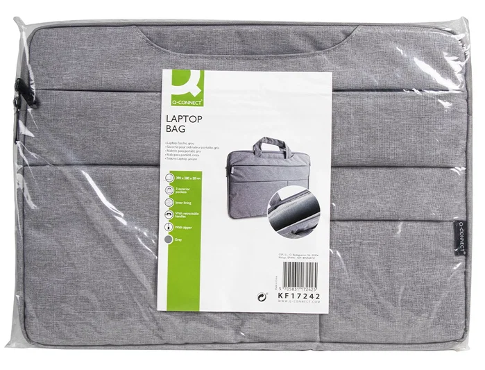 Q-connect Funda para portátil de 15,6'' gris con asas retráctiles Q-connect Funda para portátil de 15,6'' gris con asas retráctiles