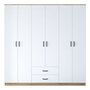 Hanah Home BA111 - 2324 Armario Dormitorio Nogal y Blanco, Tablero Partículas Melaminado, 210x210x51.5 cm
