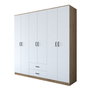 Hanah Home BA111 - 2324 Armario Dormitorio Nogal y Blanco, Tablero Partículas Melaminado, 210x210x51.5 cm