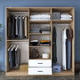 Hanah Home BA111 - 2324 Armario Dormitorio Nogal y Blanco, Tablero Partículas Melaminado, 210x210x51.5 cm