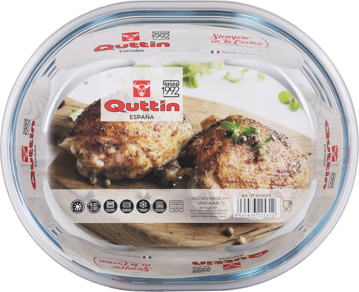 Quttin Fuente de Vidrio Oval de 1.5L (Pack de 6 Unidades)