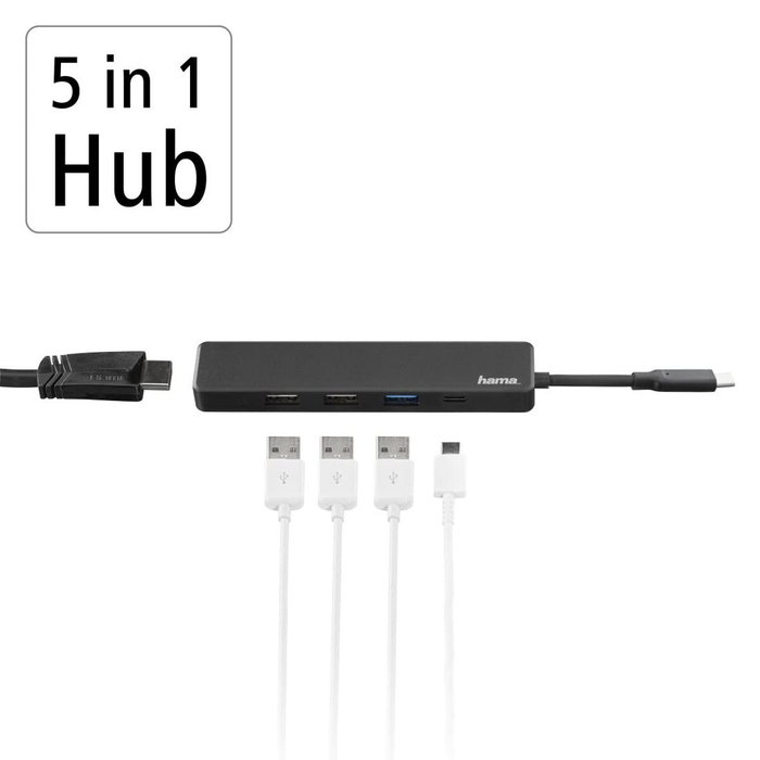 Hama Docking Station 00200117 con USB-C, HDMI y USB Negro