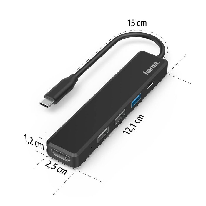 Hama Docking Station 00200117 con USB-C, HDMI y USB Negro