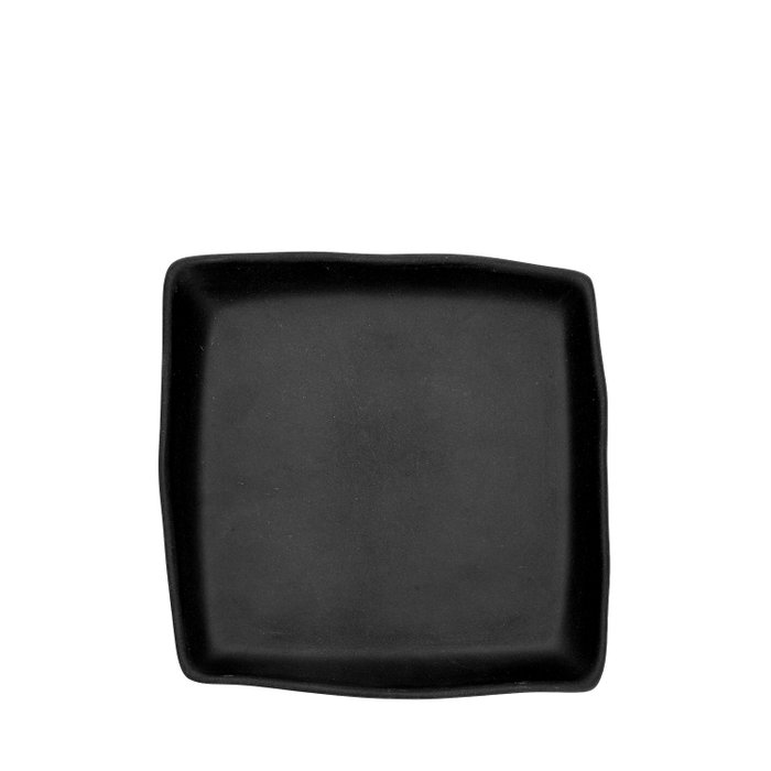 Summa Io Grafito Set de 6 Platos Llanos Cuadrados de Gres Gris Oscuro
