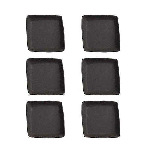 Summa Io Grafito Set de 6 Platos Llanos Cuadrados de Gres Gris Oscuro